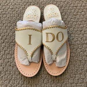 Authentic Jack Rogers White Gold I DO wedding sandals size 8